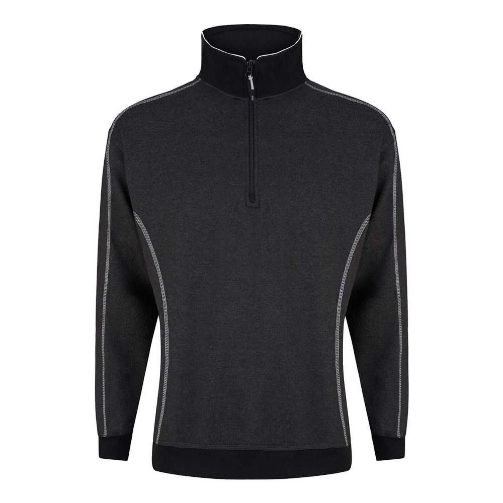 Crane Quarter Zip Sweatshirt Charcoal Melange/Black