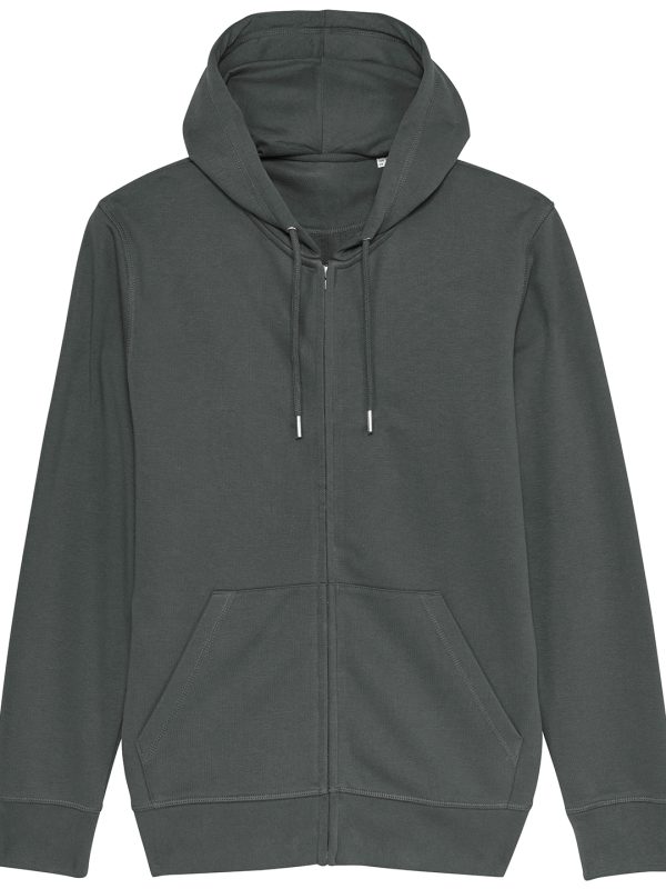 Anthracite Unisex Connector essential zip-thru hoodie sweatshirt (STSU820)