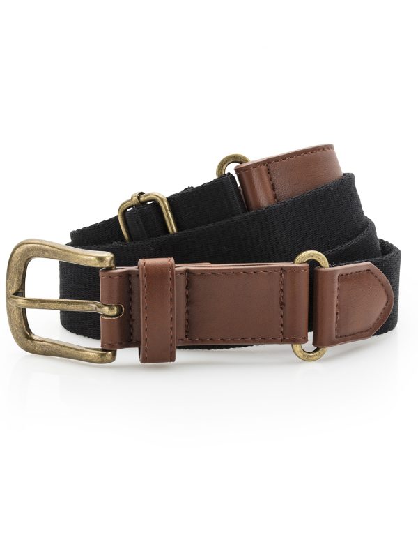Faux leather and canvas belt