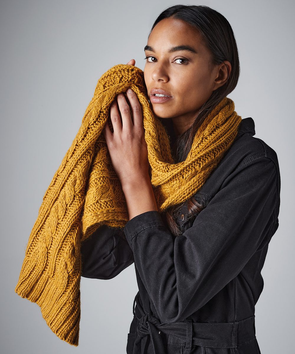 Beechfield Cable knit melange scarf