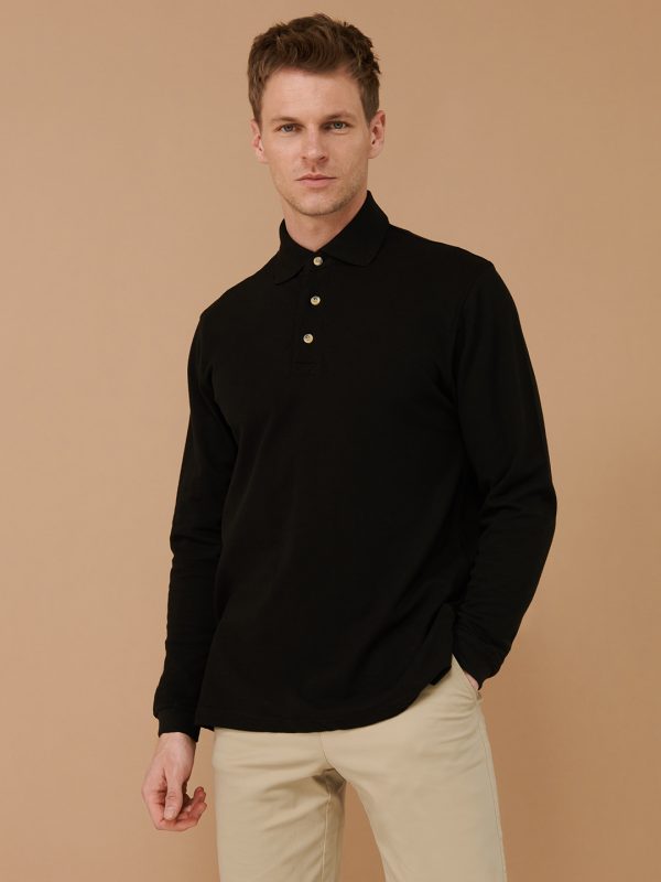 Henbury Long sleeve cotton polo shirt