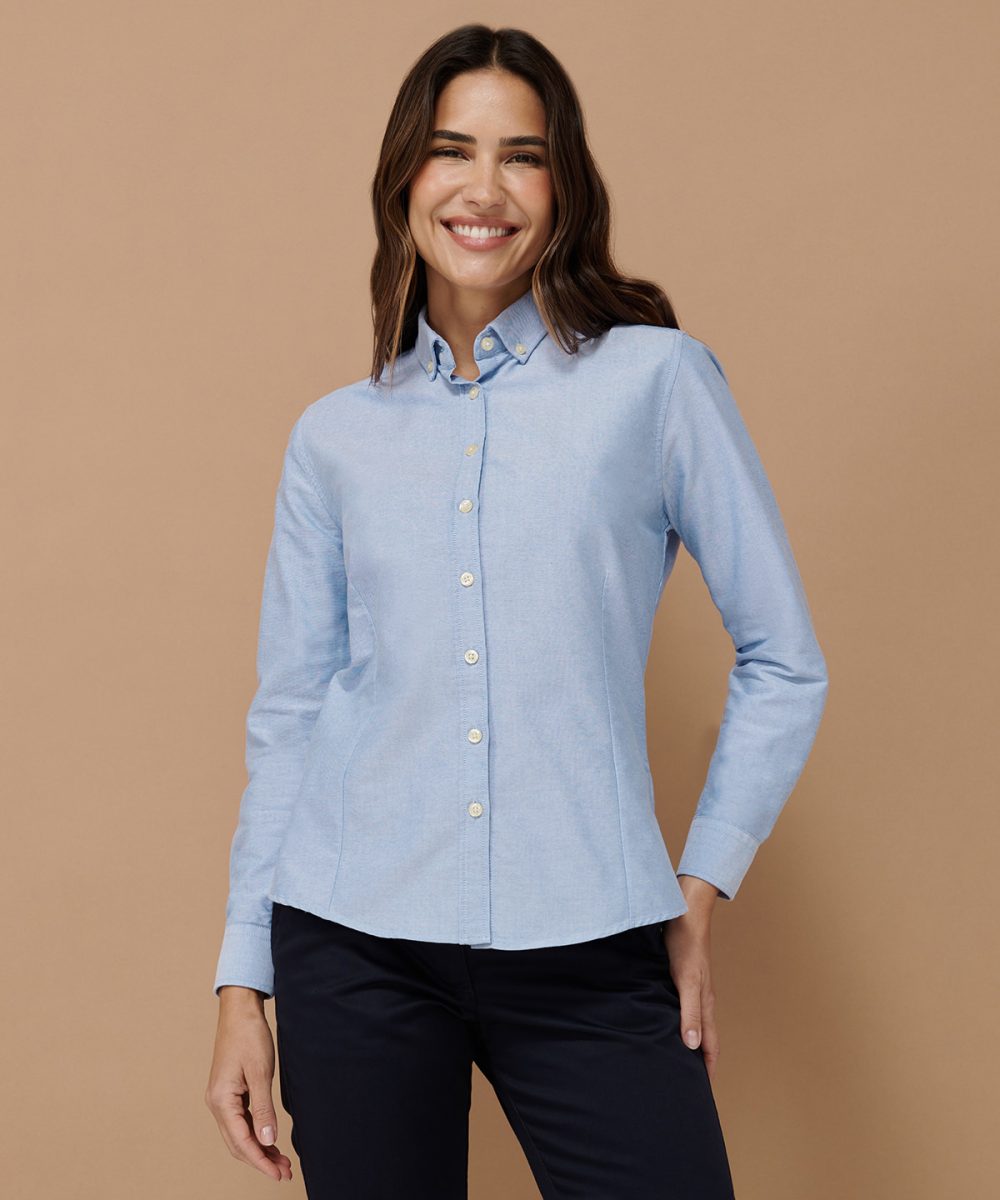 Henbury Women's modern long sleeve Oxford shirt