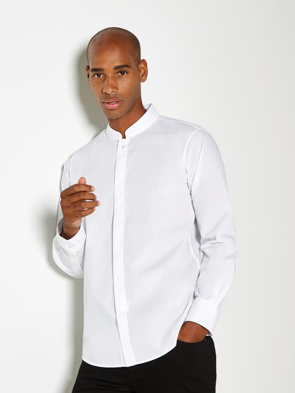 Mandarin collar shirt long-sleeved (tailored fit)