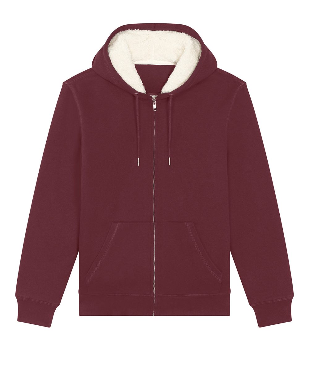 Burgundy Unisex Hygger sherpa zip-through sweatshirt (STSU956)