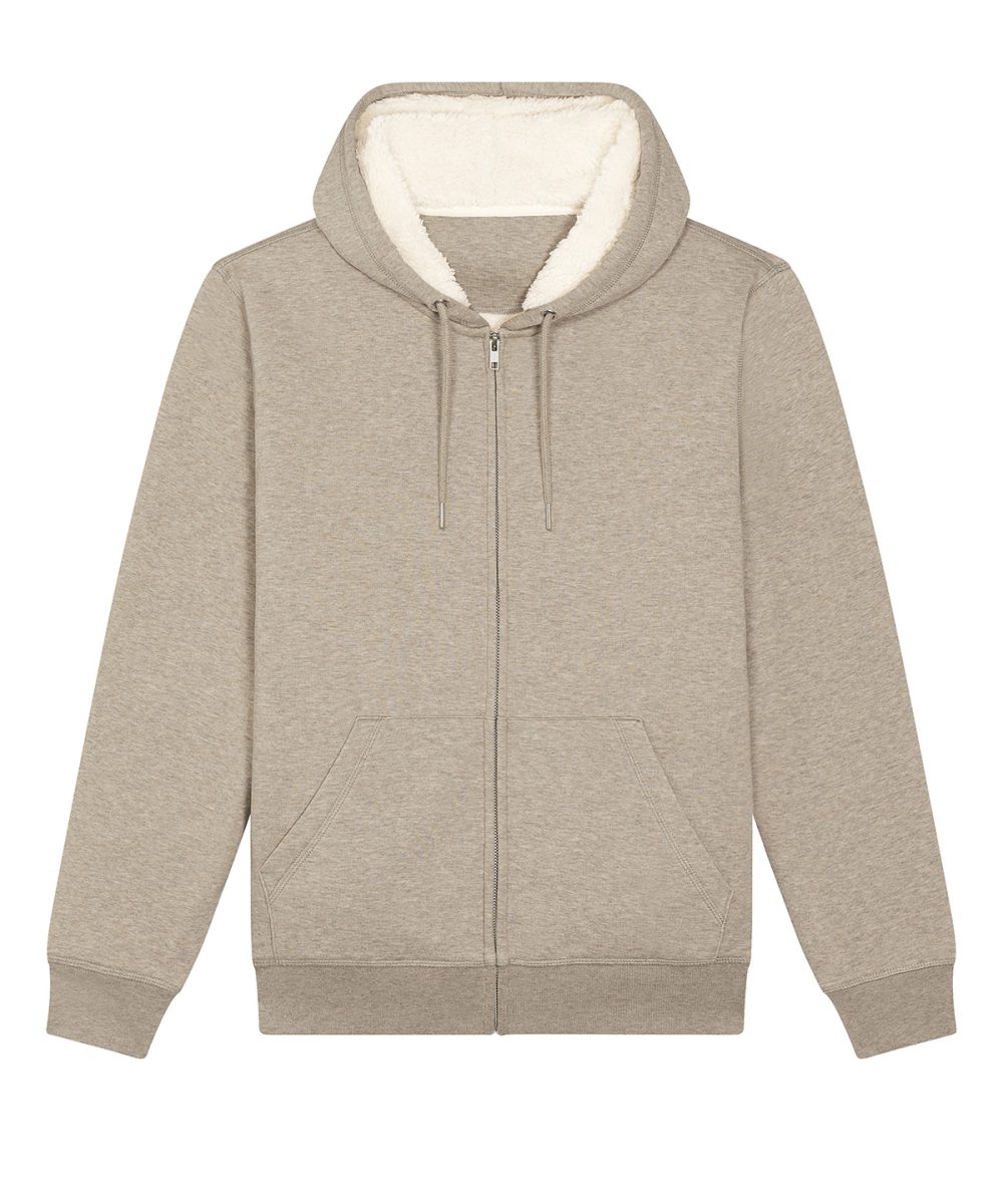 Heather Sand Unisex Hygger sherpa zip-through sweatshirt (STSU956)