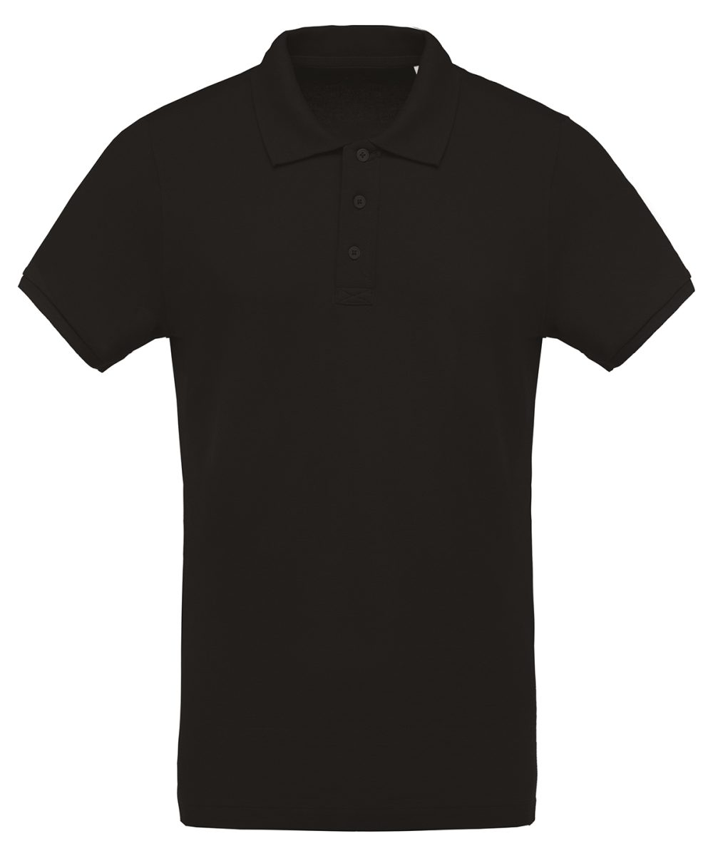 Men's organic piqué short-sleeved polo shirt Black