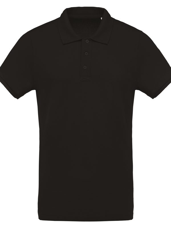 Men's organic piqué short-sleeved polo shirt Black