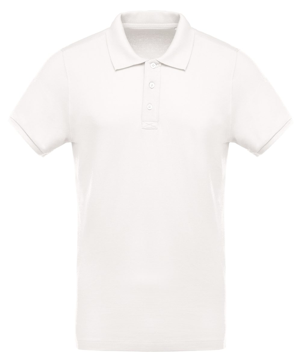 Men's organic piqué short-sleeved polo shirt Cream