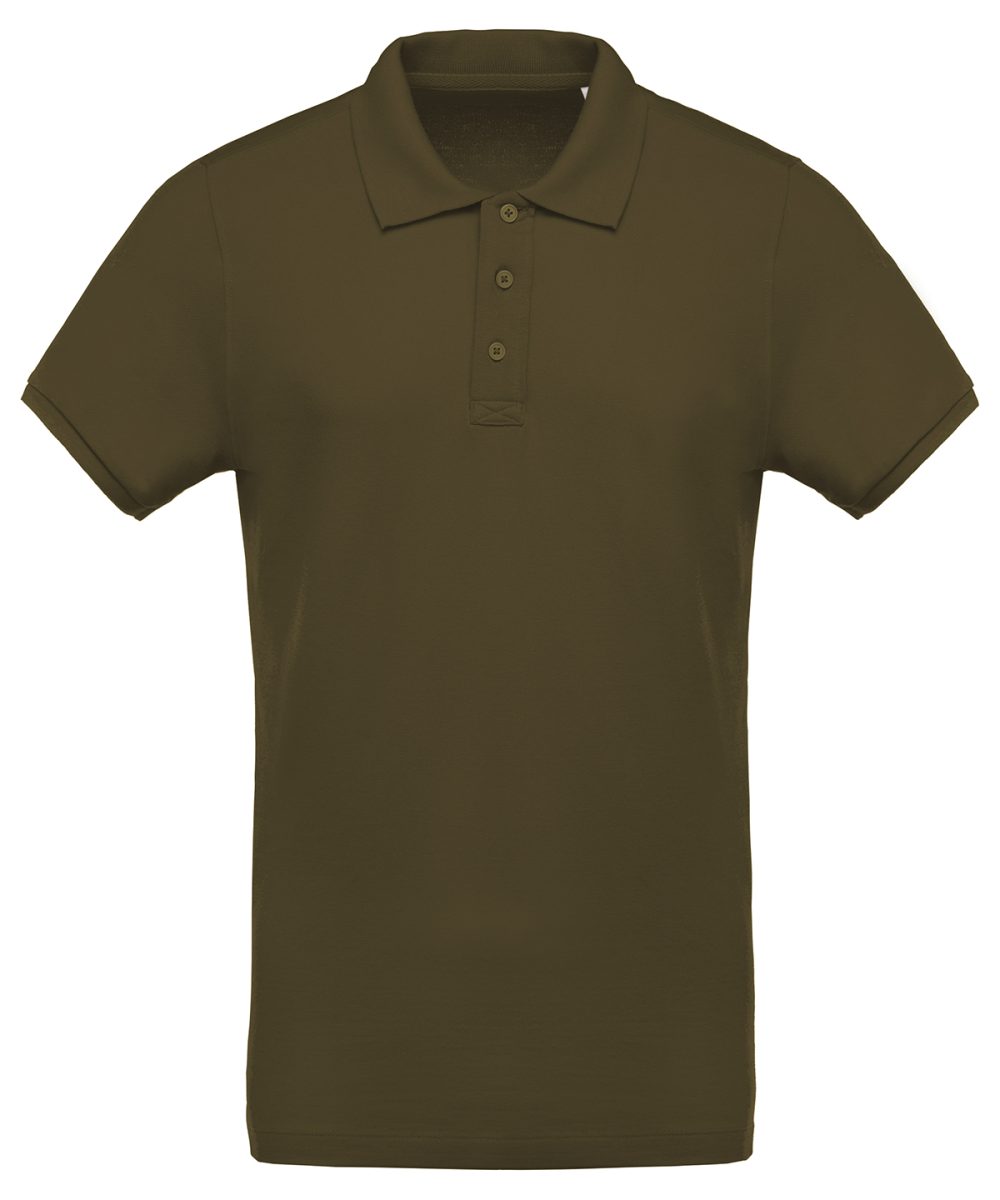 Men's organic piqué short-sleeved polo shirt Moss Green