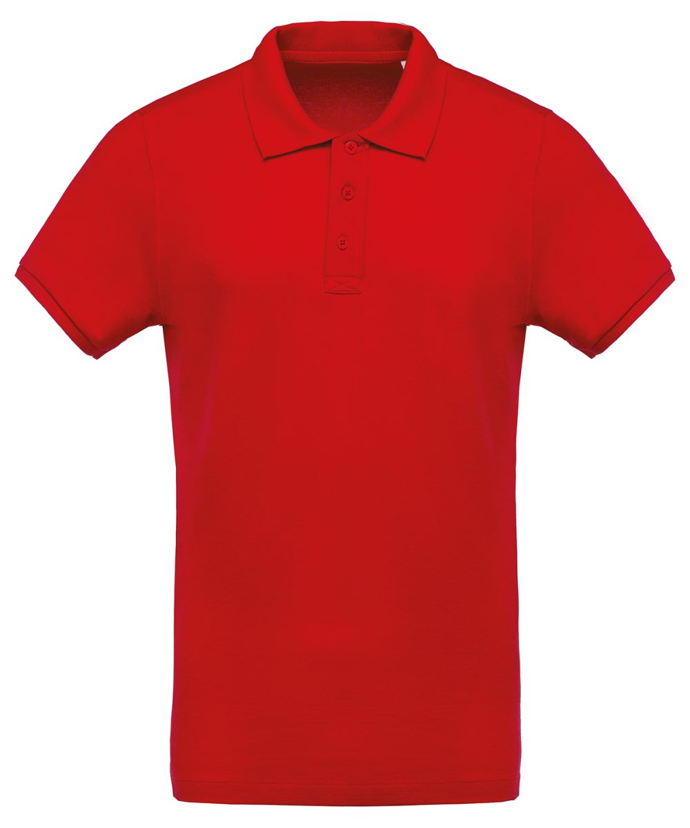 Men's organic piqué short-sleeved polo shirt Red
