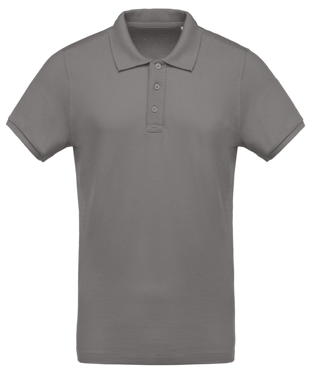 Men's organic piqué short-sleeved polo shirt Storm Grey