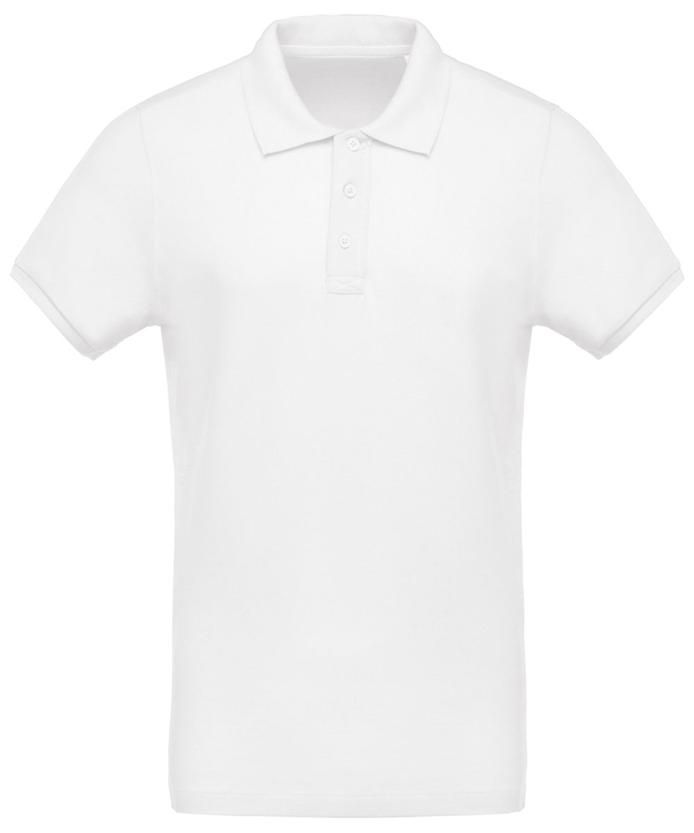 Men's organic piqué short-sleeved polo shirt White