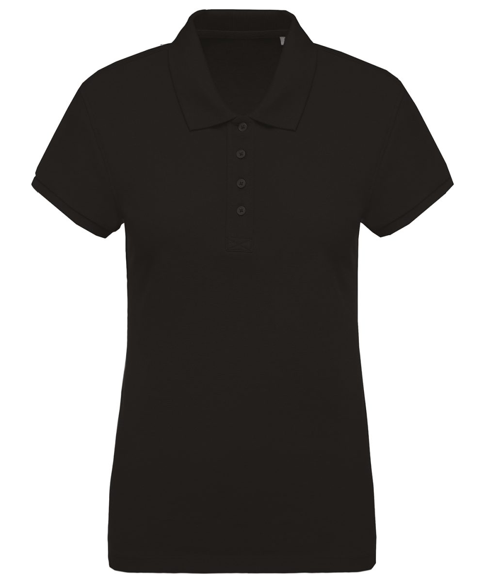 Ladies’ organic piqué short-sleeved polo shirt Black