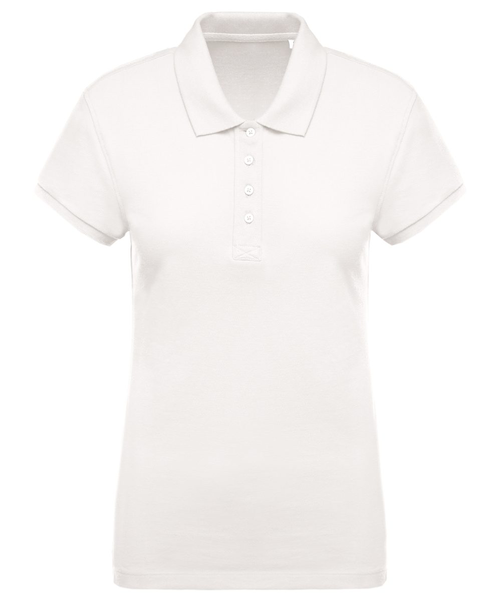 Ladies’ organic piqué short-sleeved polo shirt Cream