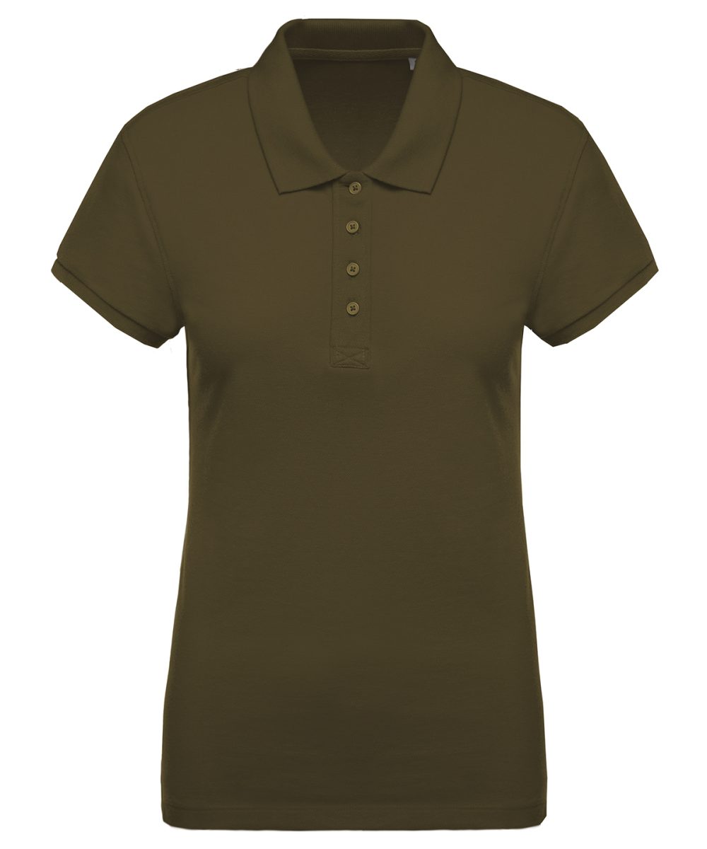 Ladies’ organic piqué short-sleeved polo shirt Moss Green