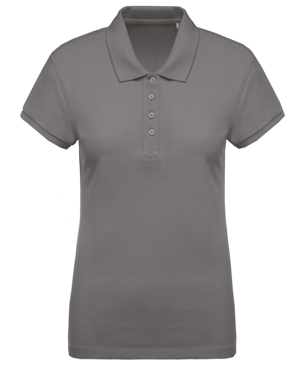 Ladies’ organic piqué short-sleeved polo shirt Storm Grey