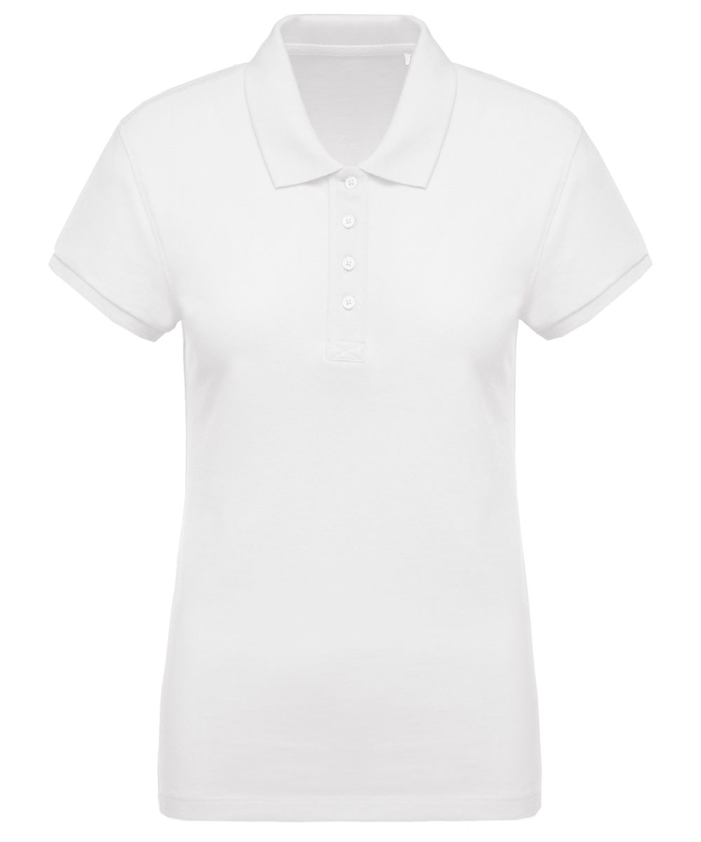 Ladies’ organic piqué short-sleeved polo shirt White