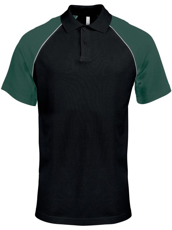 Polo baseball contrast polo shirt Black/Light Grey/Green