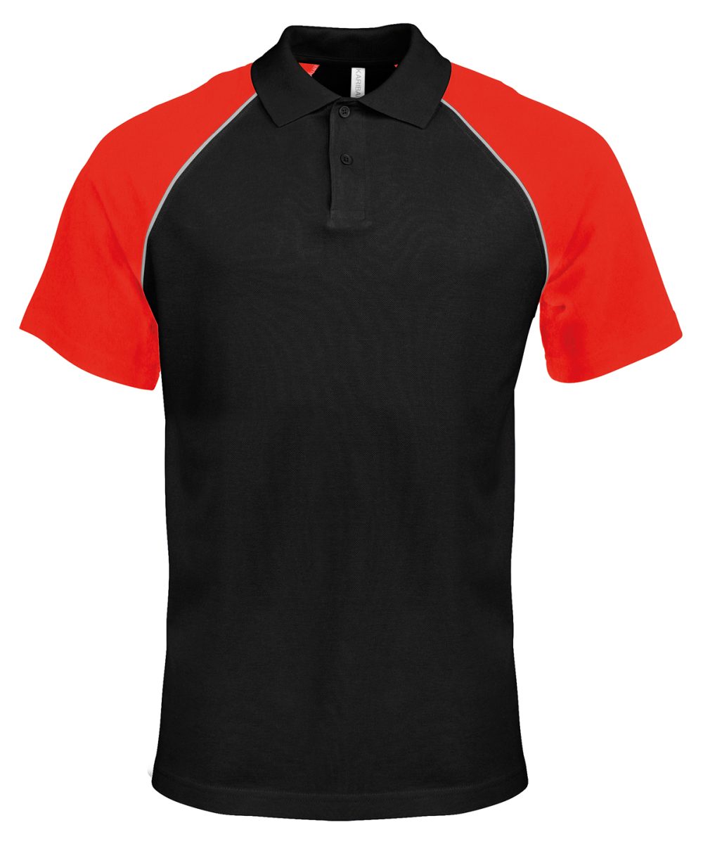 Polo baseball contrast polo shirt Black/Light Grey/Red