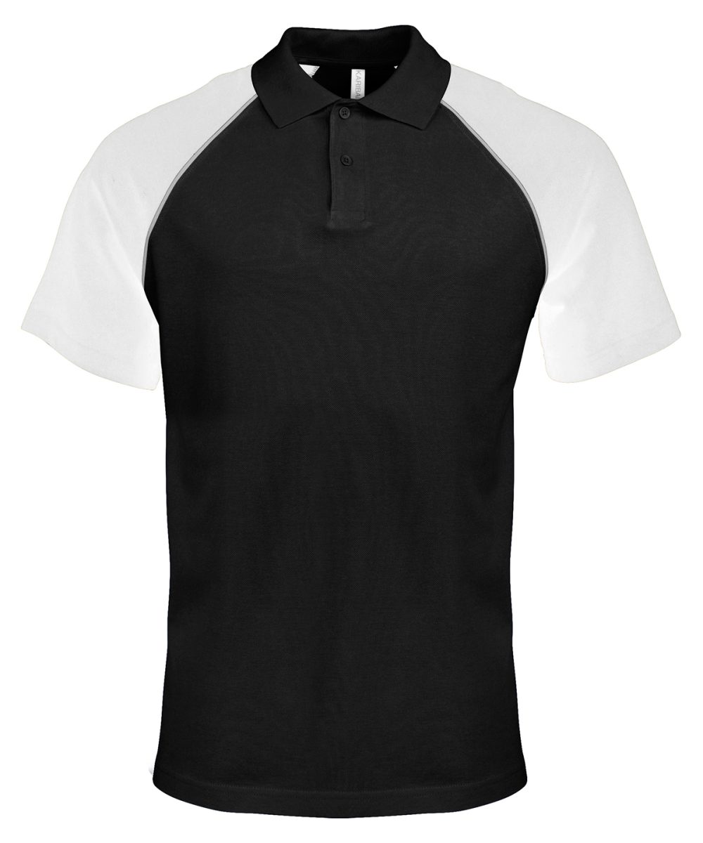 Polo baseball contrast polo shirt Black/Light Grey/White