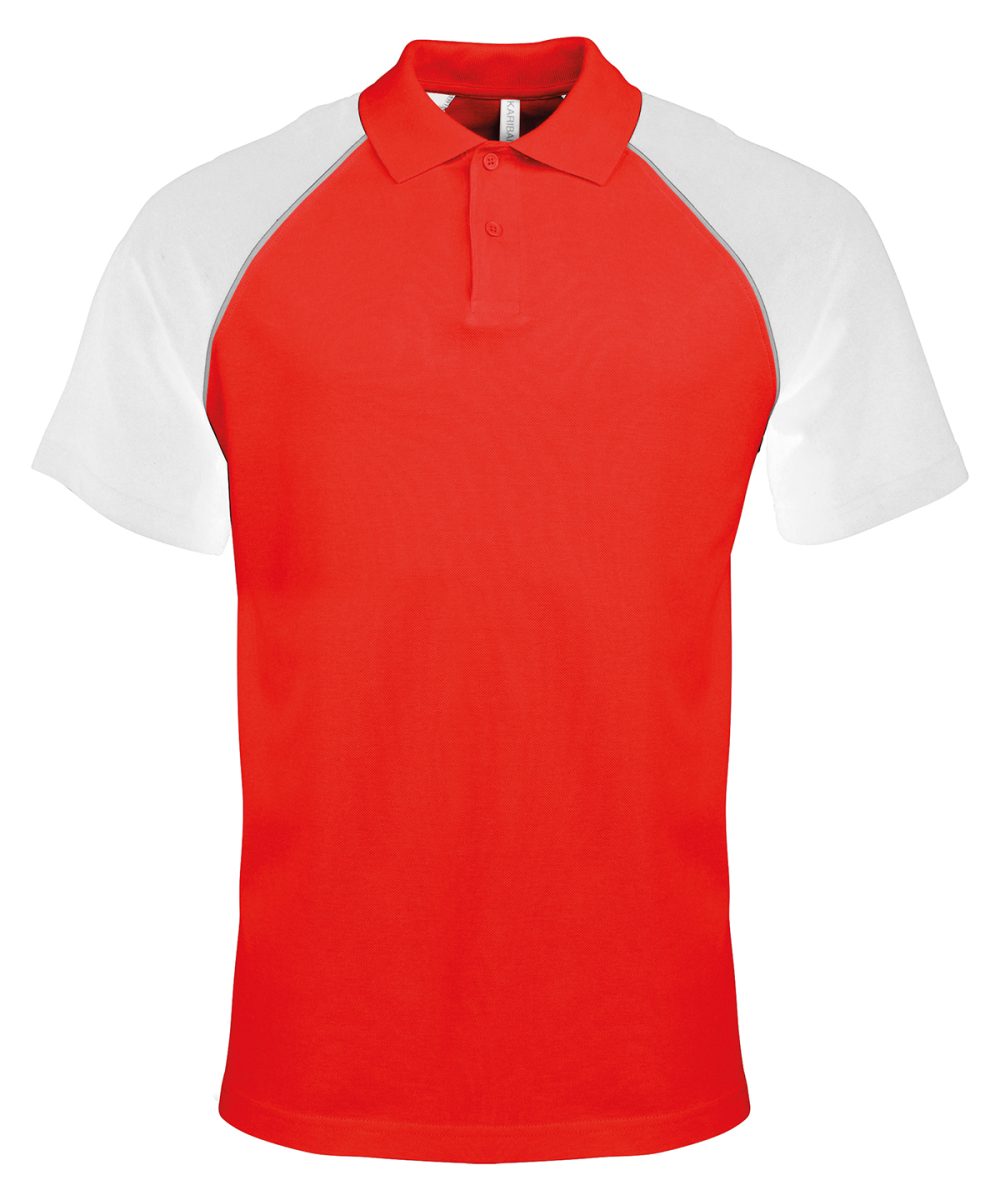 Polo baseball contrast polo shirt Red/Light Grey/White