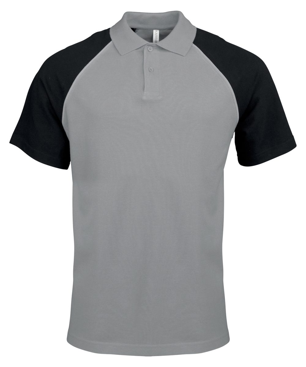 Polo baseball contrast polo shirt Slate Grey/Light Grey/Black