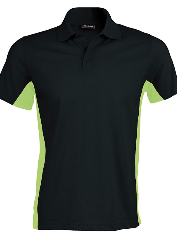 Flags short sleeve bi-colour polo shirt Black/Lime