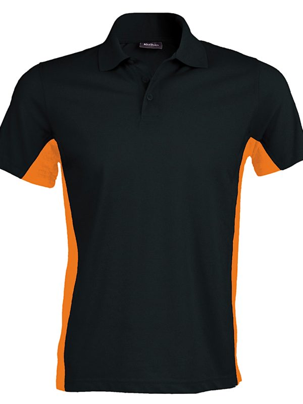 Flags short sleeve bi-colour polo shirt Black/Orange