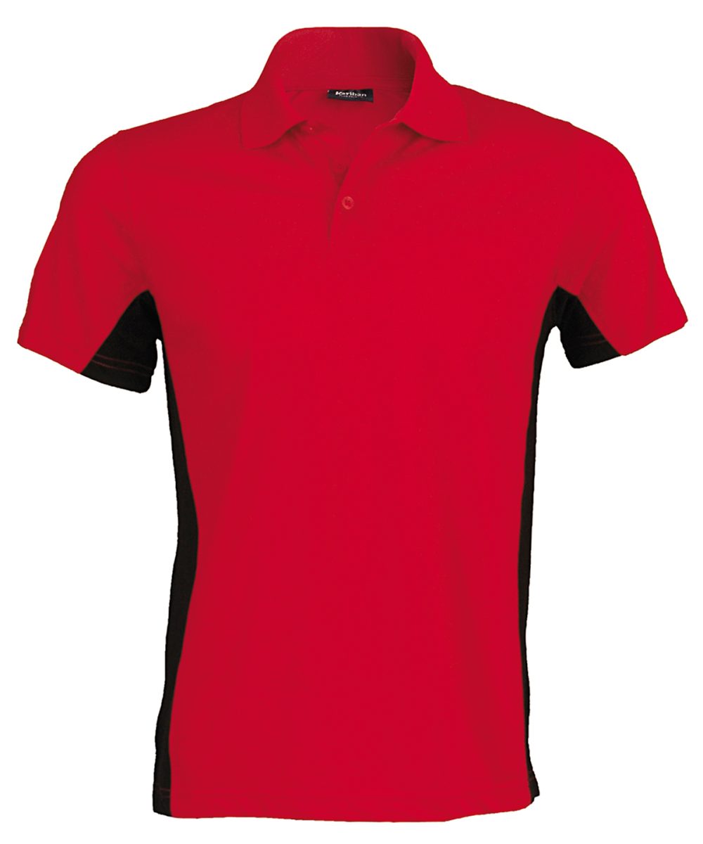 Flags short sleeve bi-colour polo shirt Red/Black