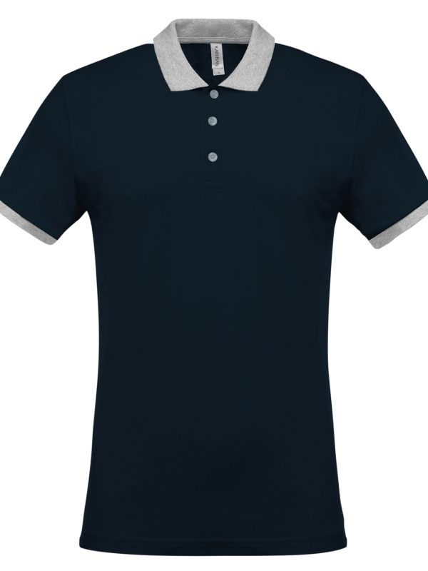 Two-tone piqué polo shirt Navy/Oxford Grey