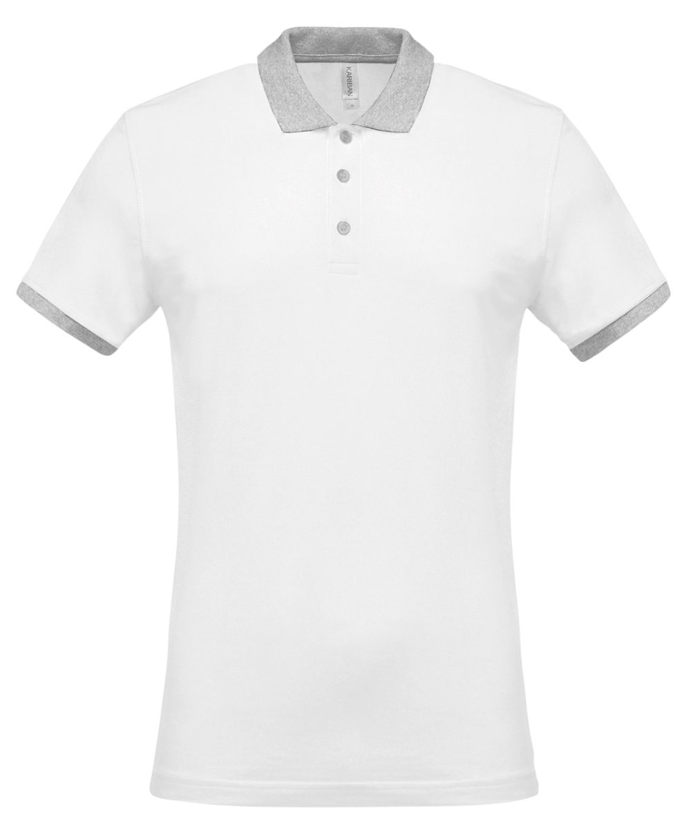 Two-tone piqué polo shirt White/Oxford Grey