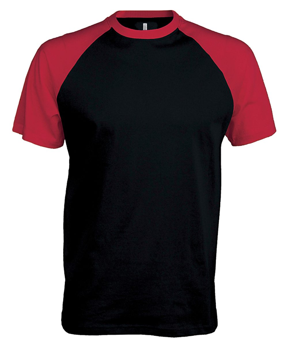 Baseball Short-sleeved two-tone T-shirt Black/Red