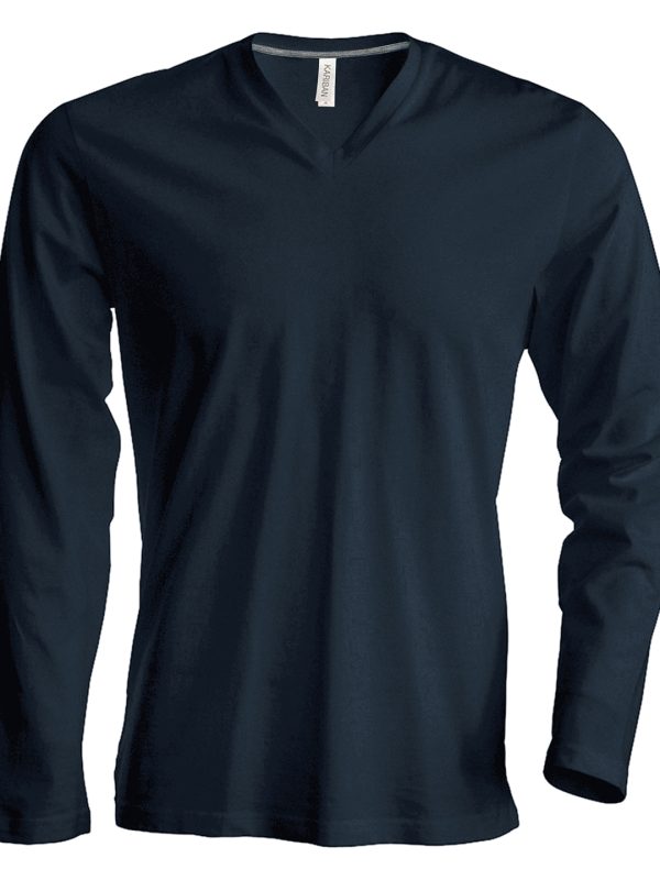 Men's long-sleeved V-neck T-shirt Dark Grey