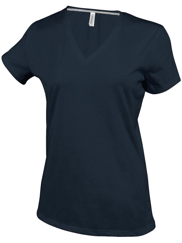 Ladies' short-sleeved V-neck T-shirt Dark Grey