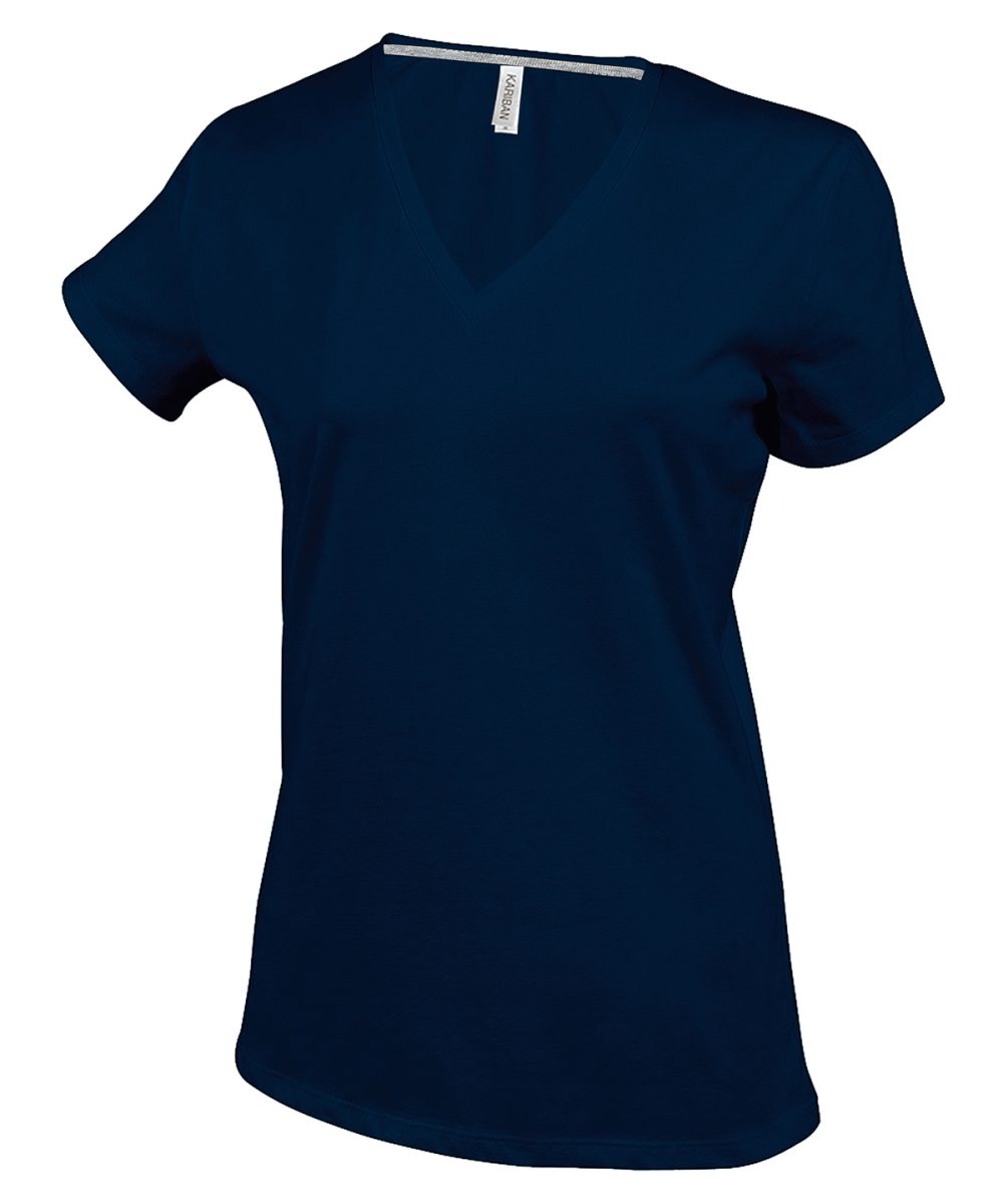 Ladies' short-sleeved V-neck T-shirt Navy