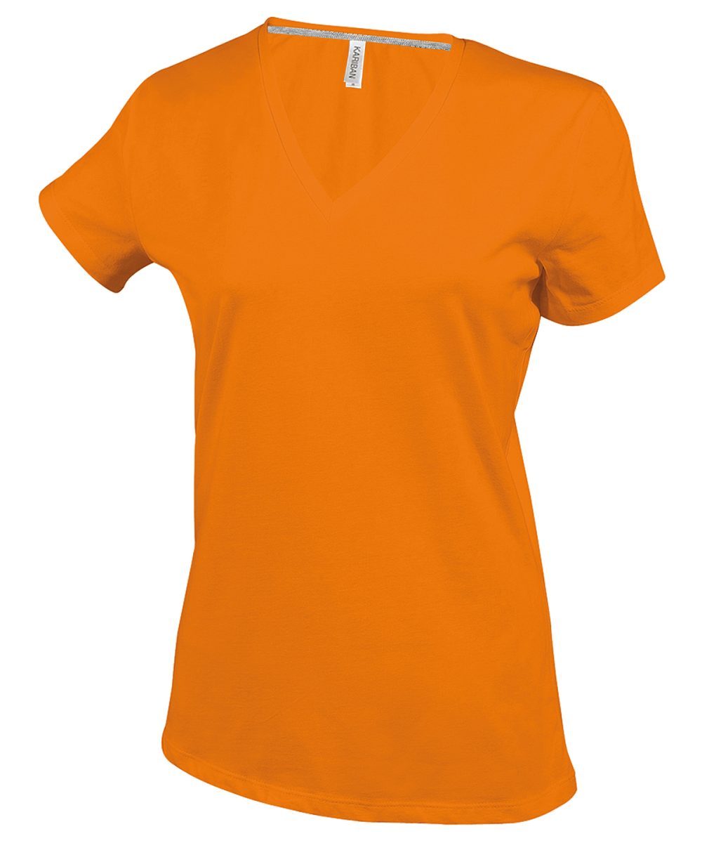 Ladies' short-sleeved V-neck T-shirt Orange