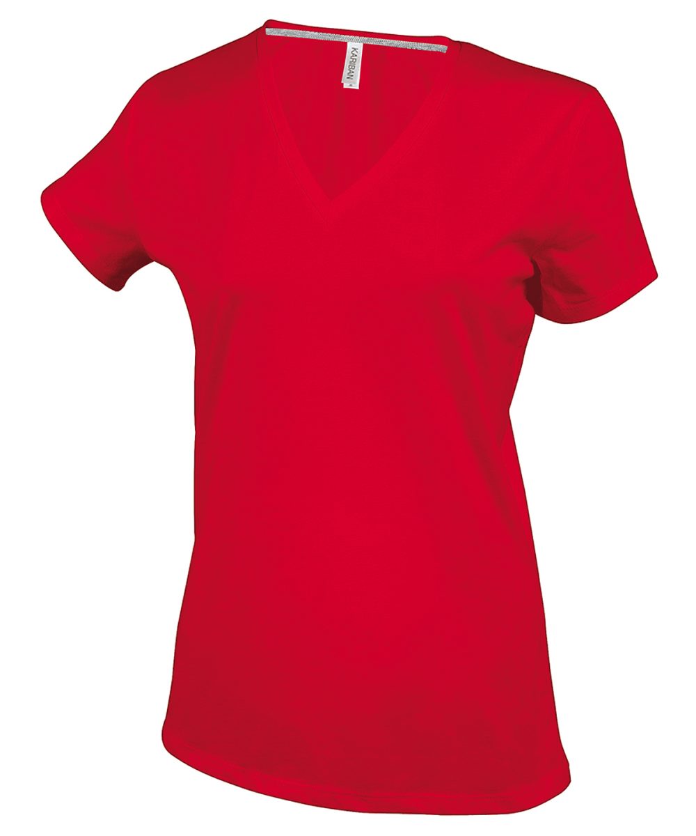 Ladies' short-sleeved V-neck T-shirt Red