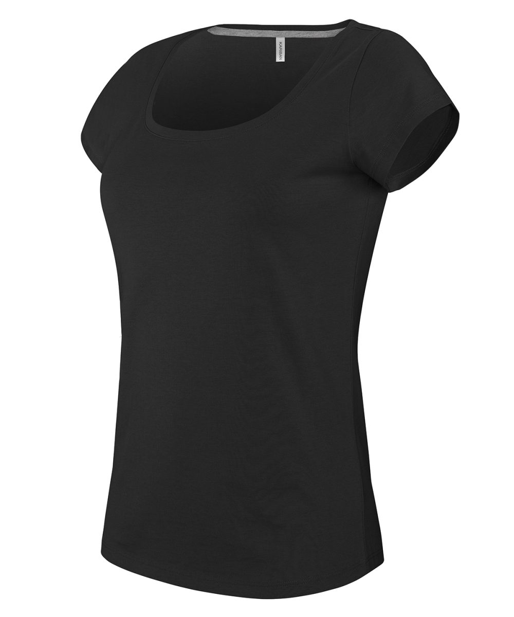 Ladies’ boat neck short-sleeved T-shirt Black