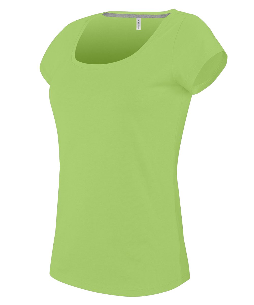Ladies’ boat neck short-sleeved T-shirt Lime