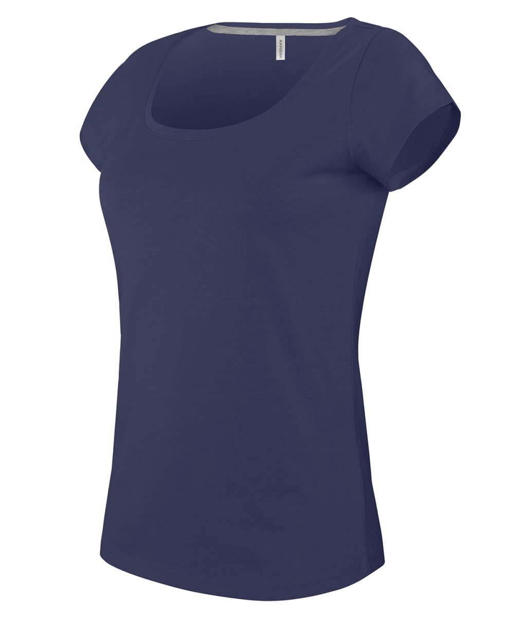 Ladies’ boat neck short-sleeved T-shirt Navy