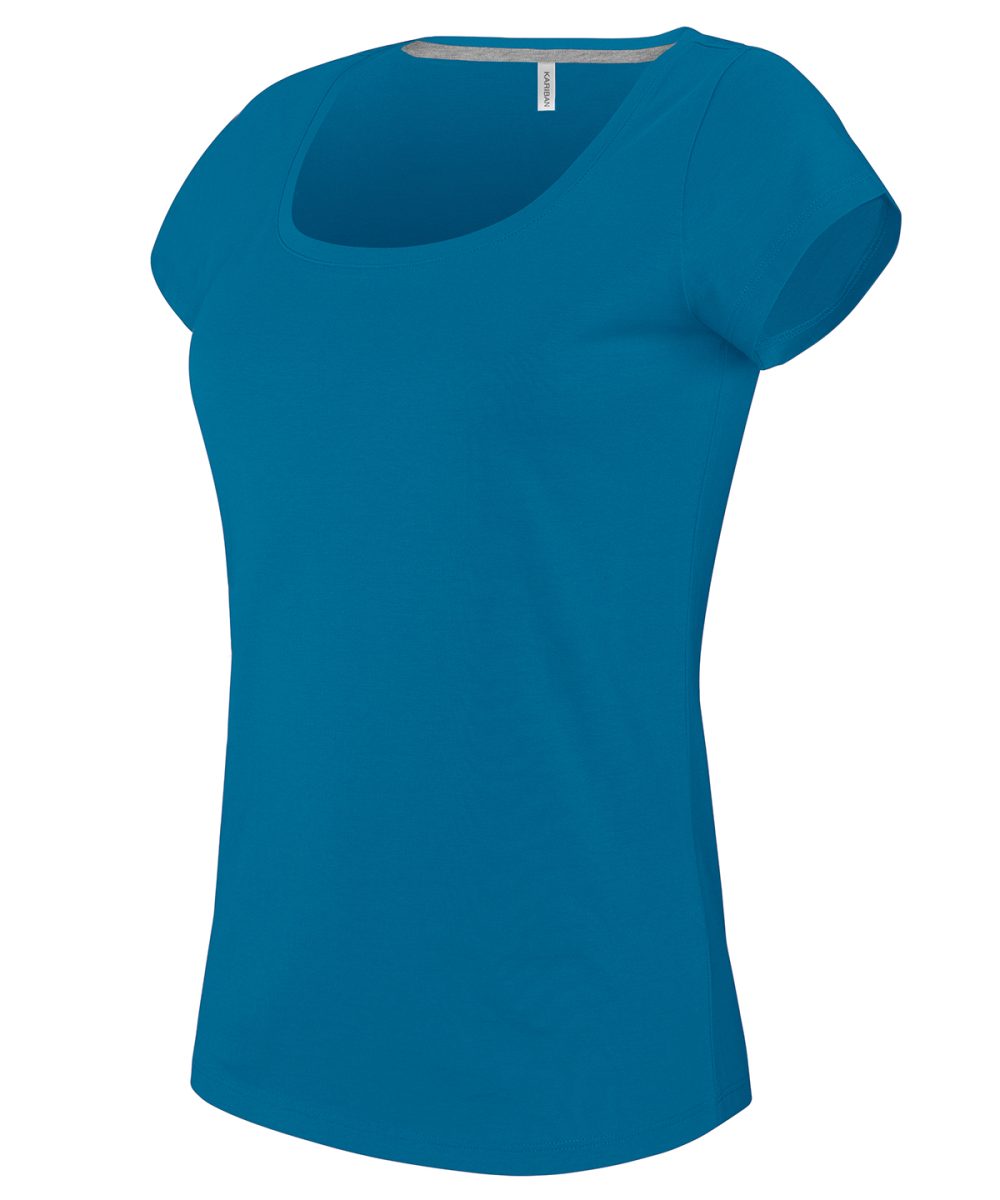 Ladies’ boat neck short-sleeved T-shirt Tropical Blue