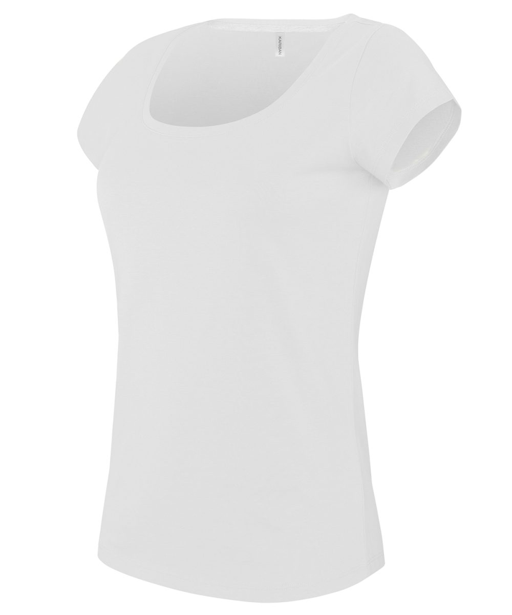 Ladies’ boat neck short-sleeved T-shirt White