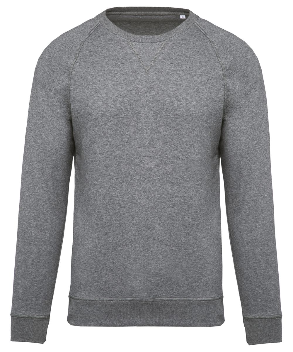 Men's organic cotton crew neck raglan sleeve sweatshirt Grey Heather