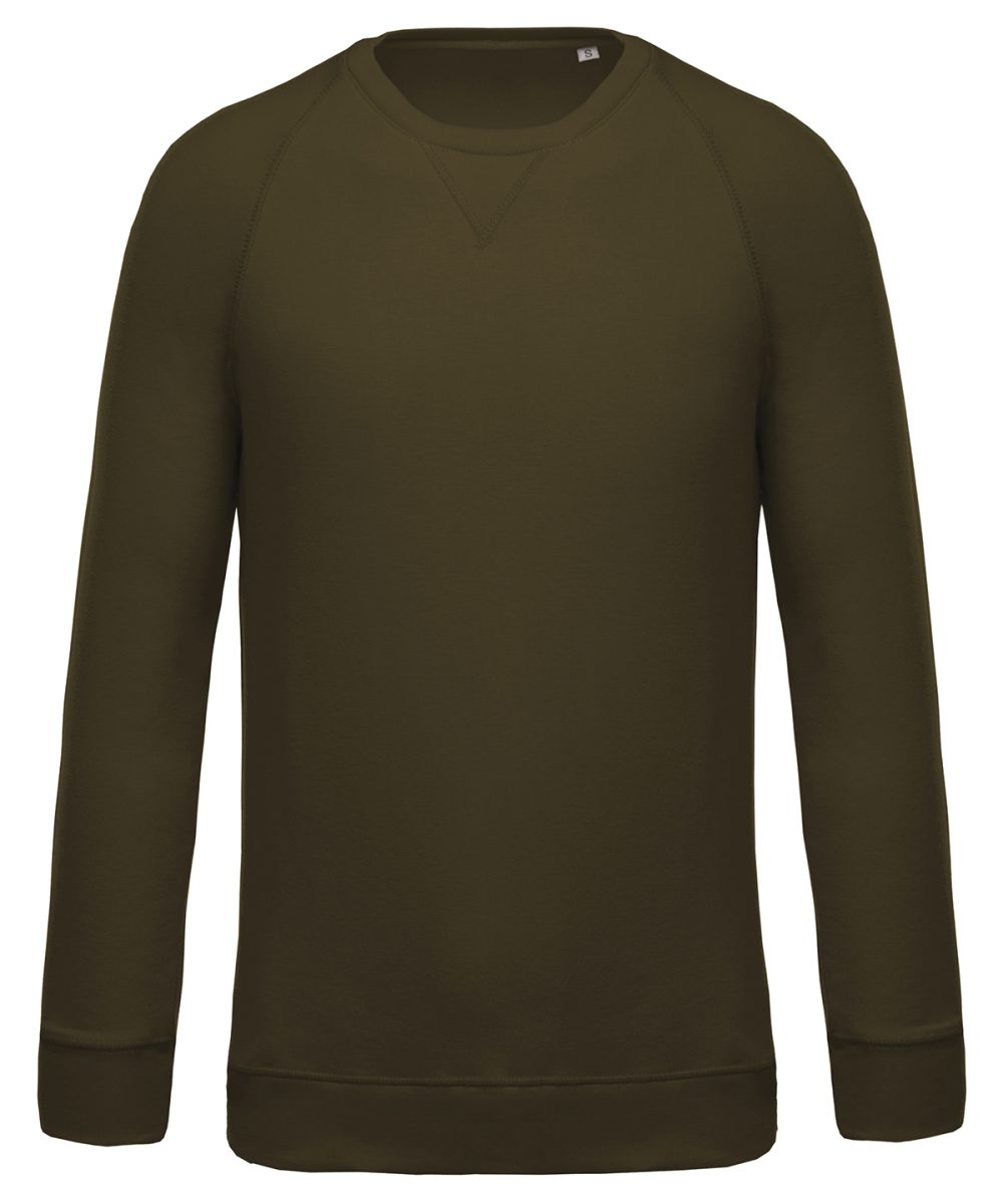 Men's organic cotton crew neck raglan sleeve sweatshirt Moss Green