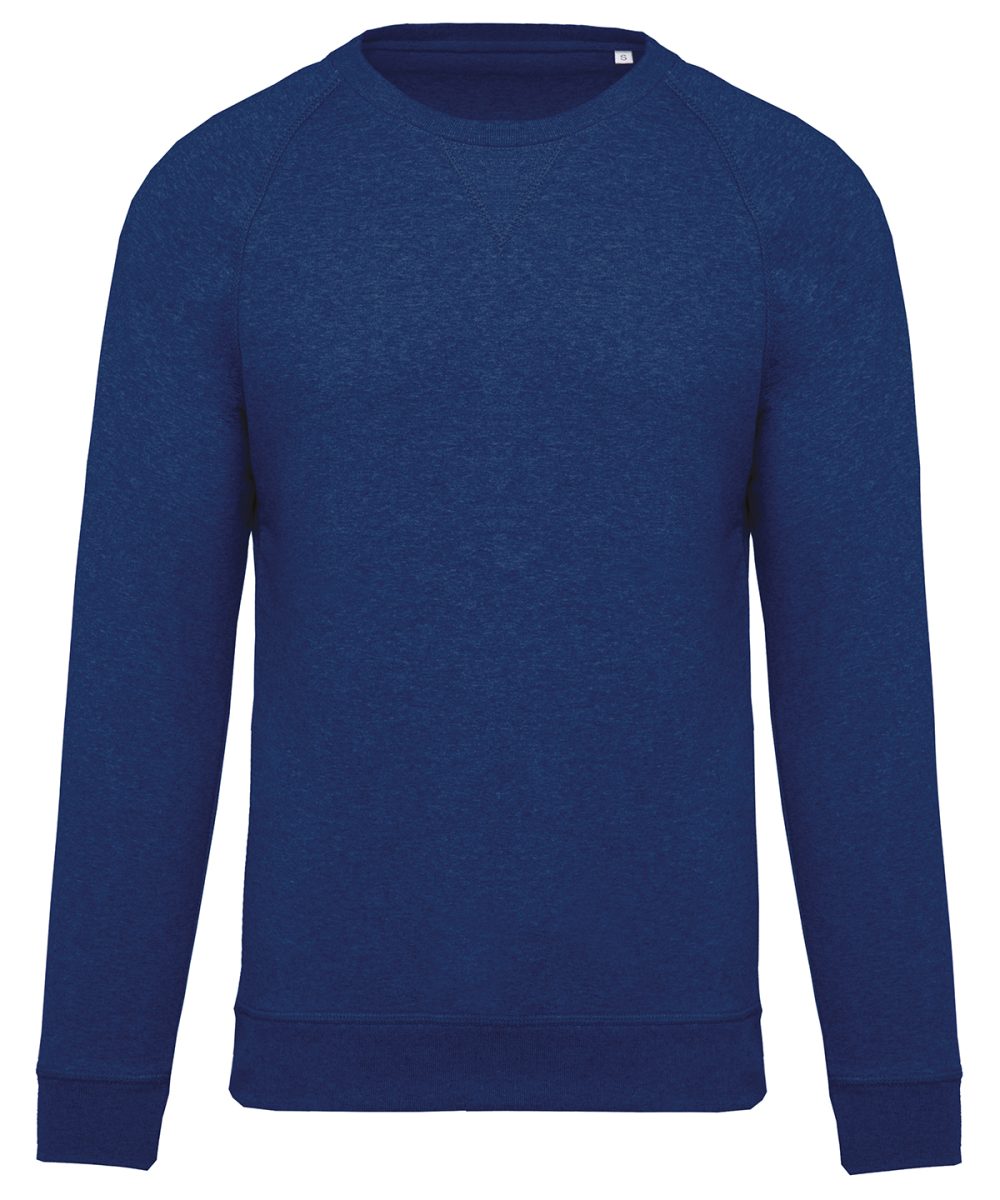 Men's organic cotton crew neck raglan sleeve sweatshirt Ocean Blue Heather
