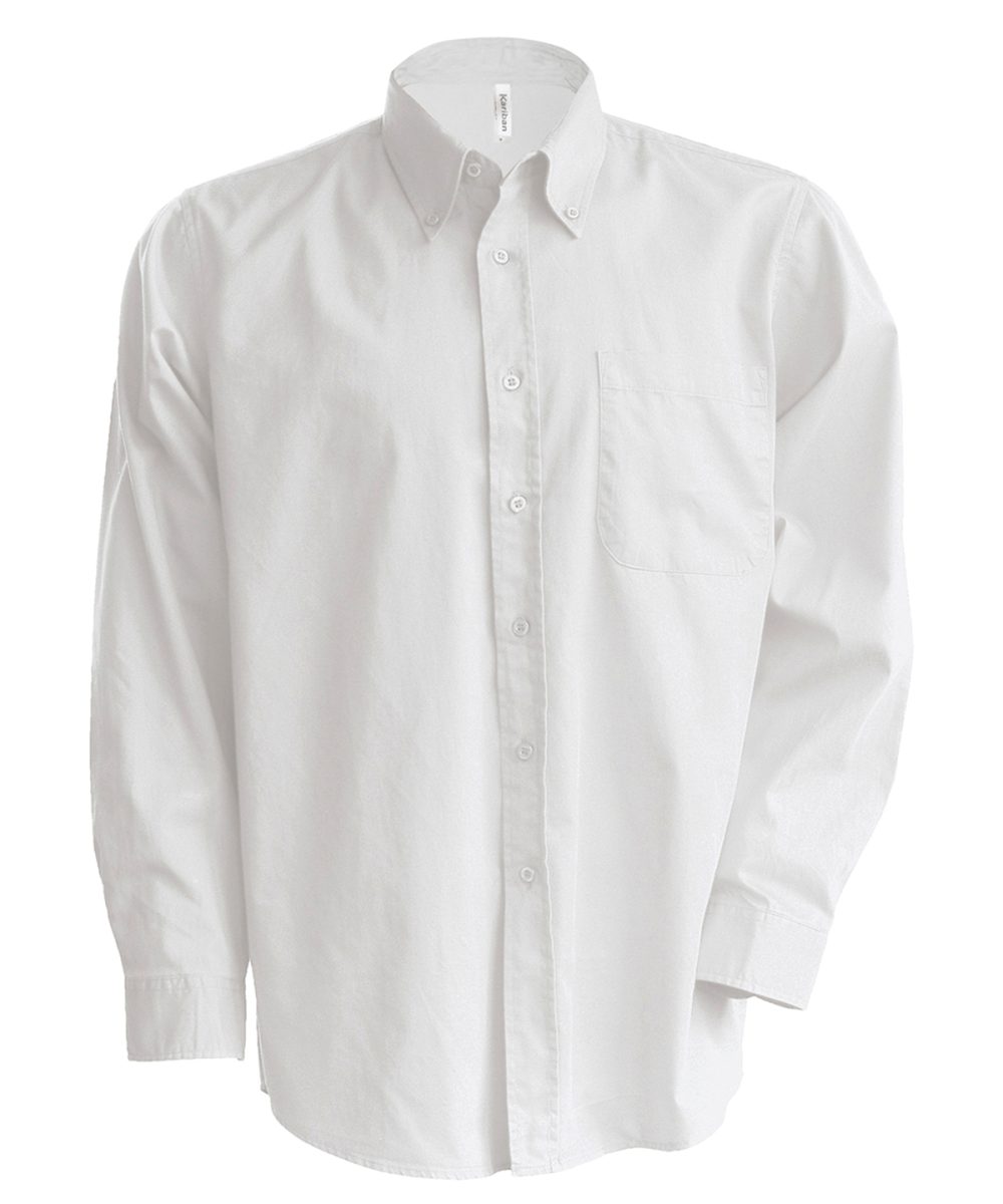 Men's long-sleeved Oxford shirt White