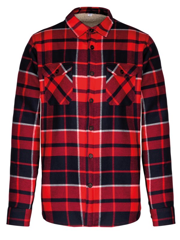 Sherpa-lined checked shirt jacket Red/Navy