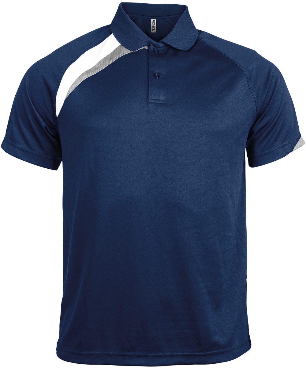 Adults' short-sleeved sports polo shirt Navy/White/Storm Grey