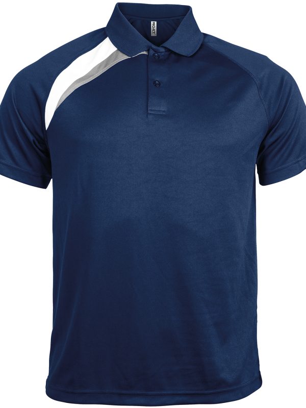 Adults' short-sleeved sports polo shirt Navy/White/Storm Grey
