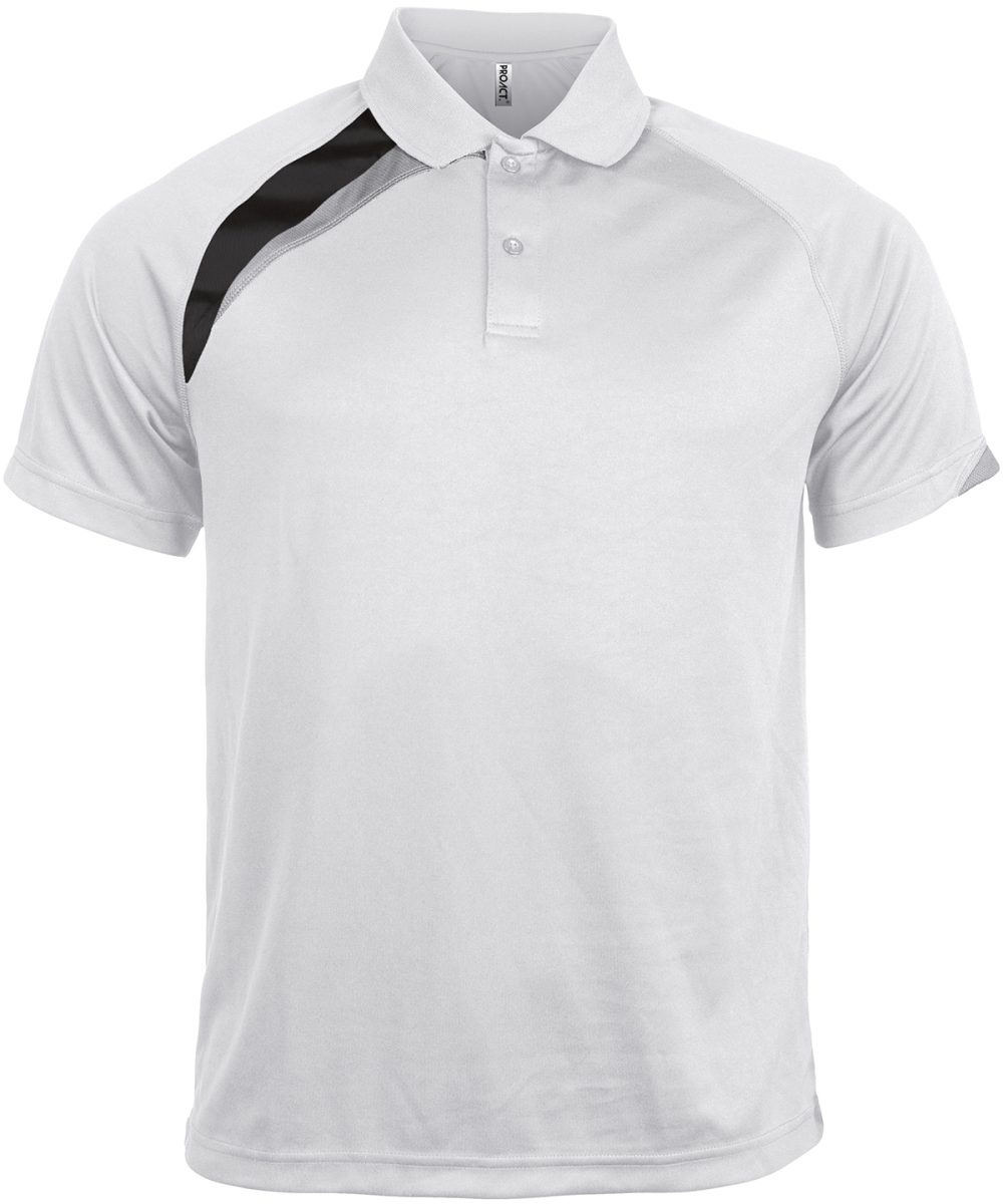 Adults' short-sleeved sports polo shirt White/Black/Storm Grey